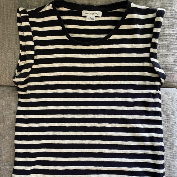 Liz Claiborne minimal striped cotton tee - Picture 2 of 3